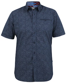D555 Brody S/S Micro AOP Shirt With Button Down Collar Navy